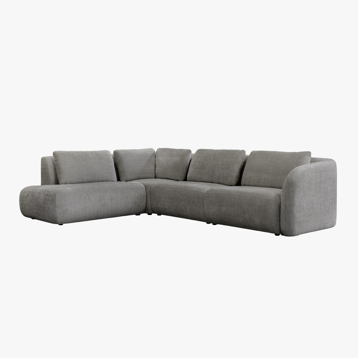 MERYA Canapé d'angle modulable en tissu gris - Angle gauche