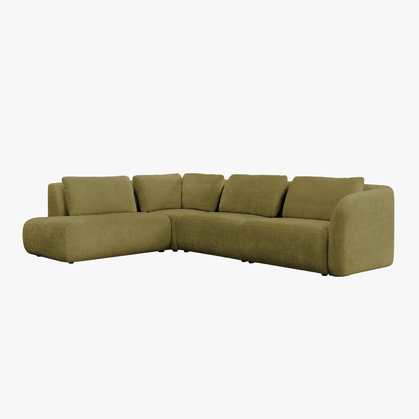 MERYA Canapé d'angle modulable en tissu vert olive - Angle gauche