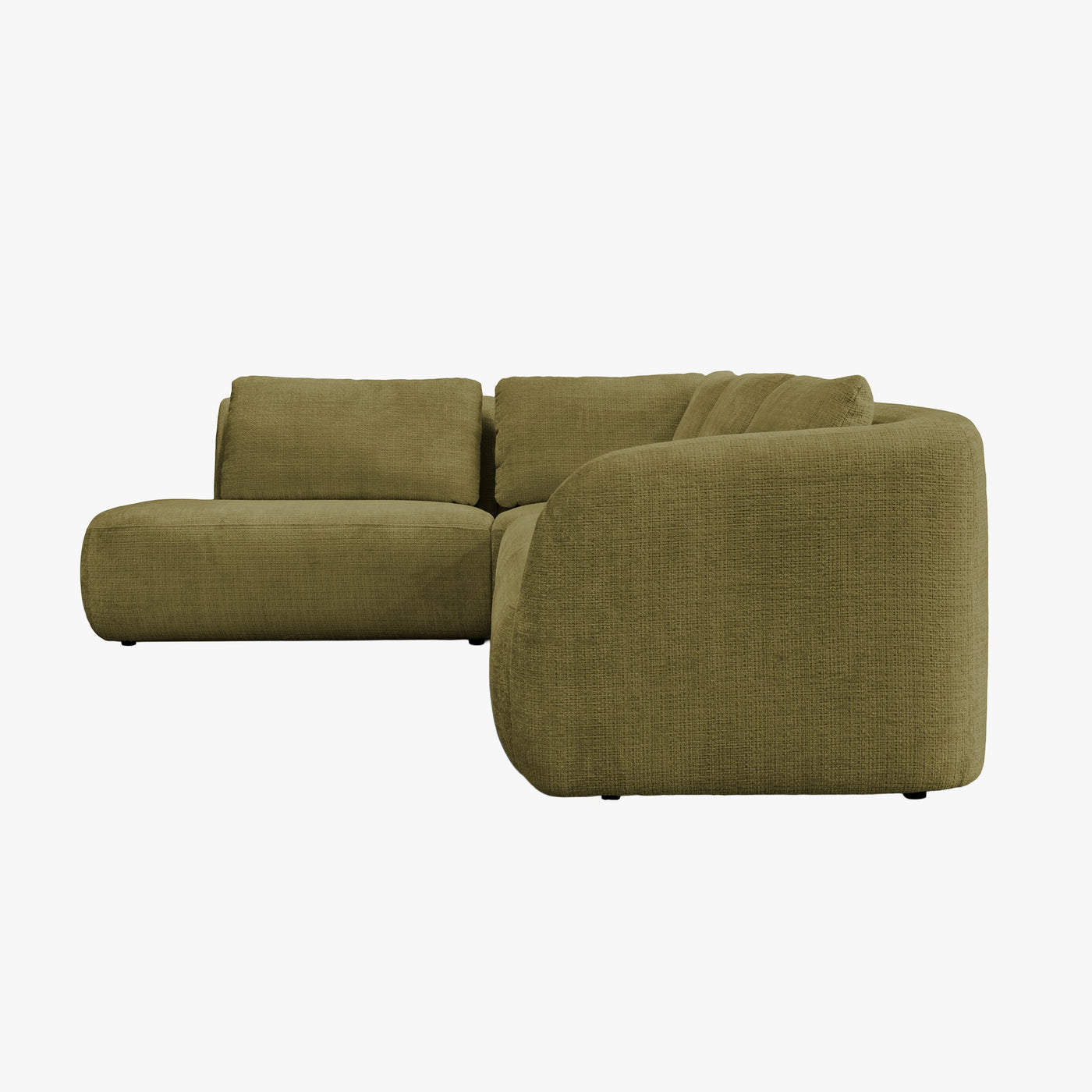 MERYA Canapé d'angle modulable en tissu vert olive - Angle gauche