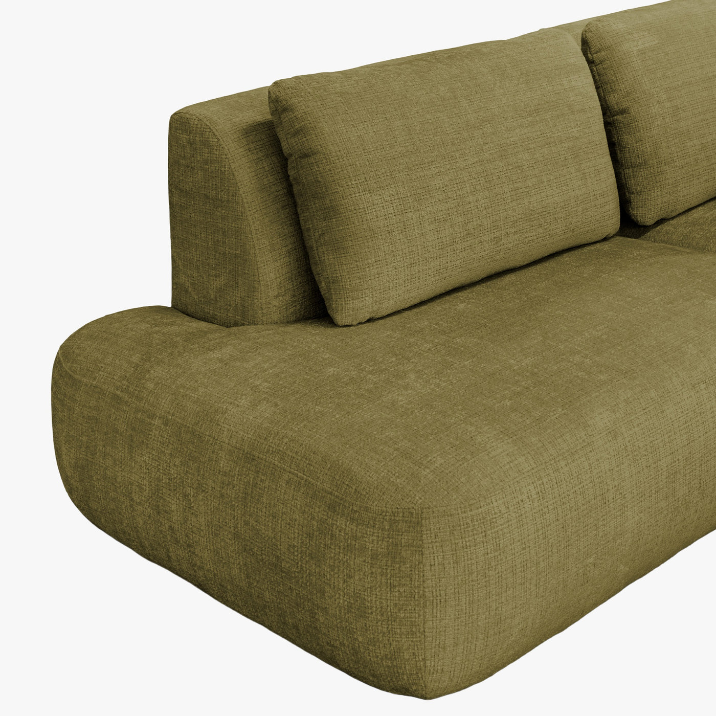 MERYA Canapé d'angle modulable en tissu vert olive - Angle gauche