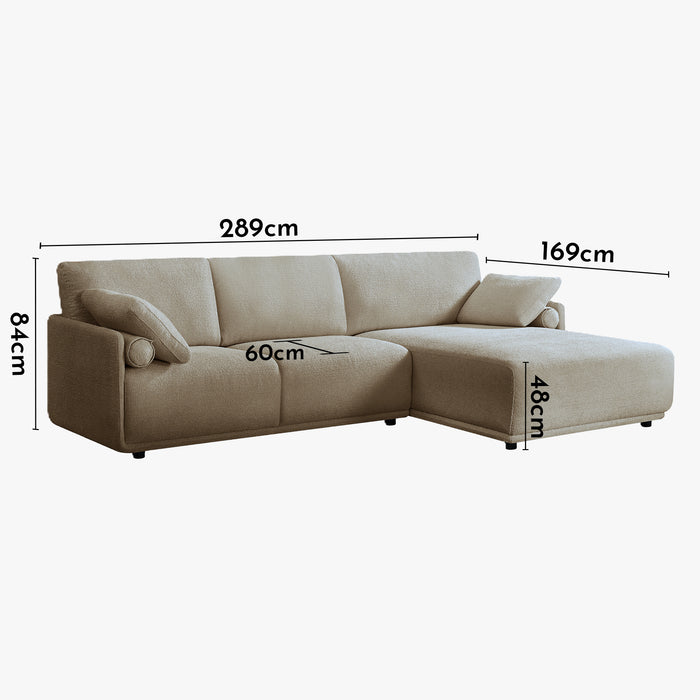 ELORA Canapé d'angle en tissu beige - Angle droit