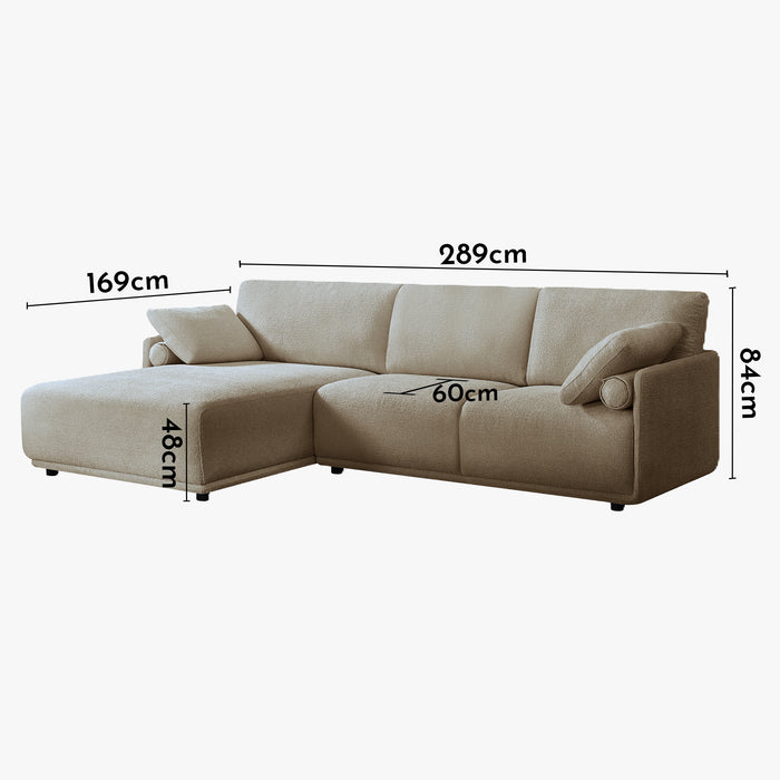 ELORA Canapé d'angle en tissu beige - Angle gauche