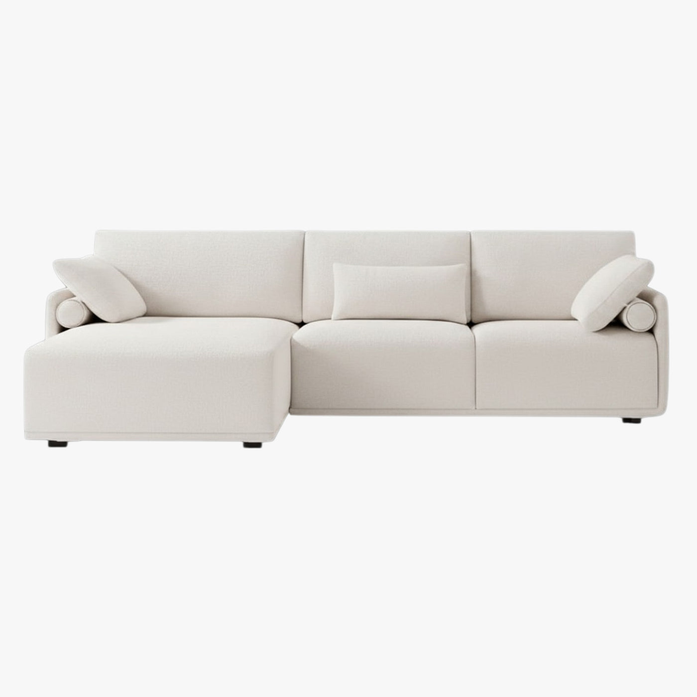 ELORA Canapé d'angle en tissu blanc écru - Angle gauche
