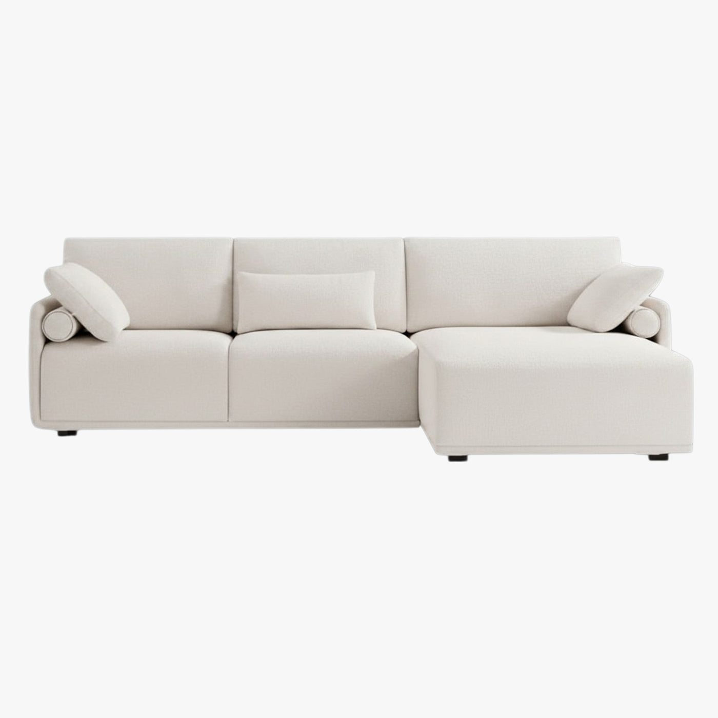 ELORA Canapé d'angle en tissu blanc écru - Angle droit