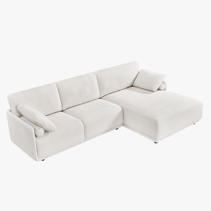 ELORA Canapé d'angle en tissu blanc écru - Angle droit