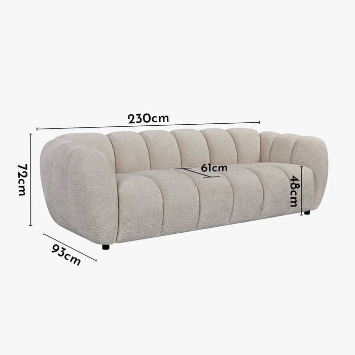 CAMILLE Canapé 3 places en tissu beige