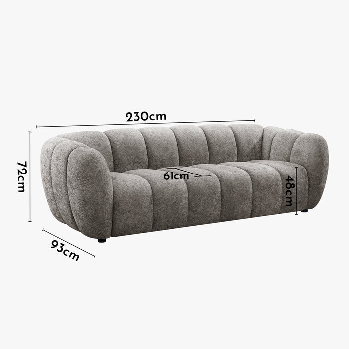 CAMILLE Canapé 3 places en tissu taupe