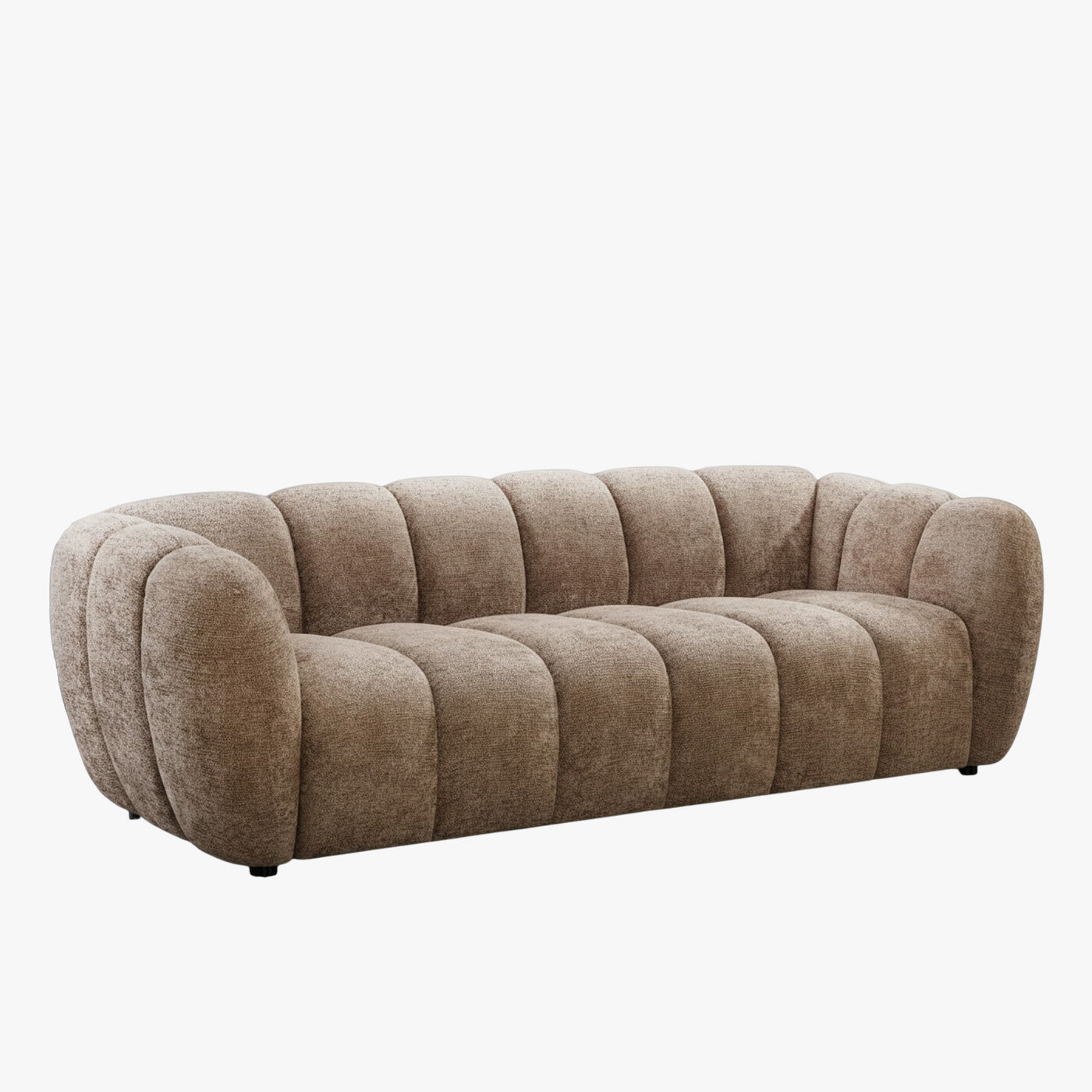 CAMILLE Canapé 3 places en tissu taupe foncé