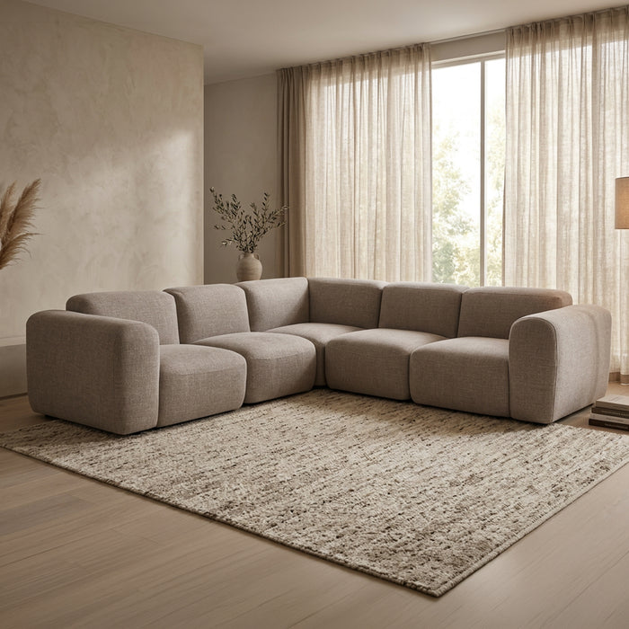 ALMA Canapé d'angle modulable en tissu taupe