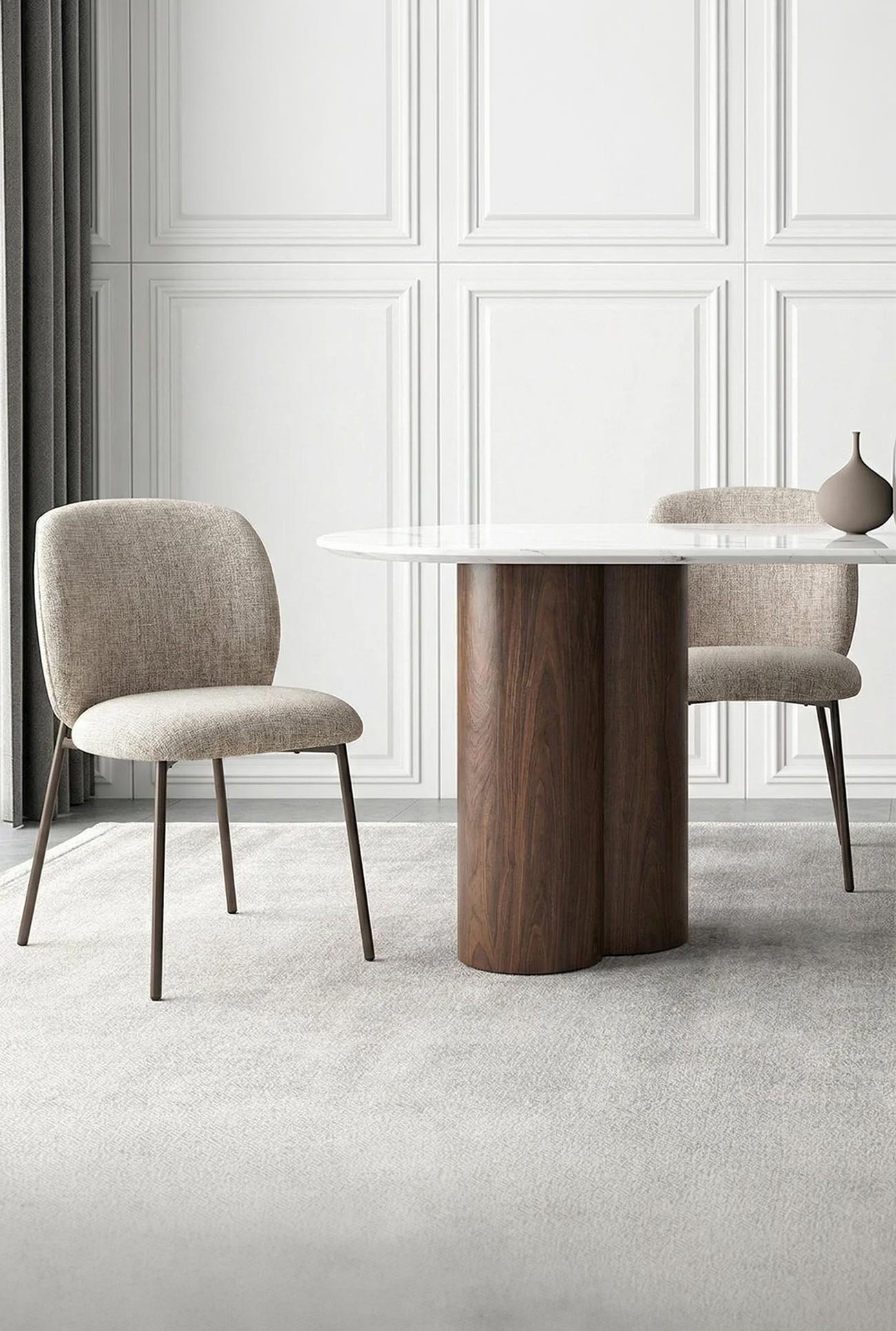 MOGAN - Lots de 2 chaises de repas en tissu pieds métal noir