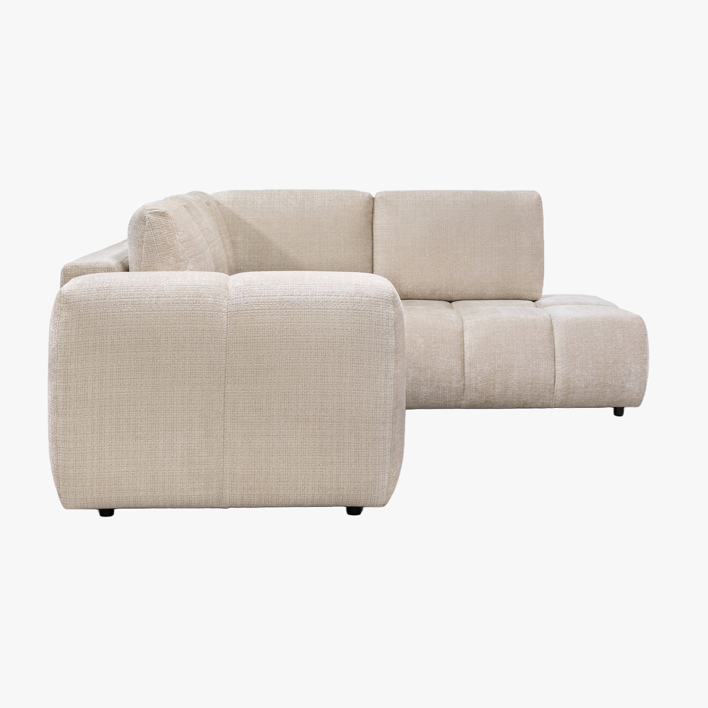 FANY Canapé d'angle convertible en tissu beige - Angle droit