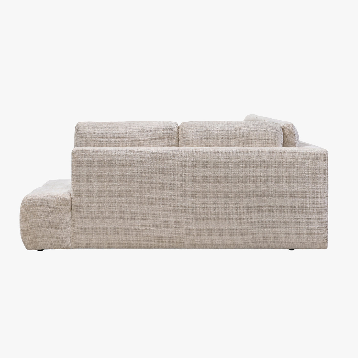 FANY Canapé d'angle convertible en tissu beige - Angle droit