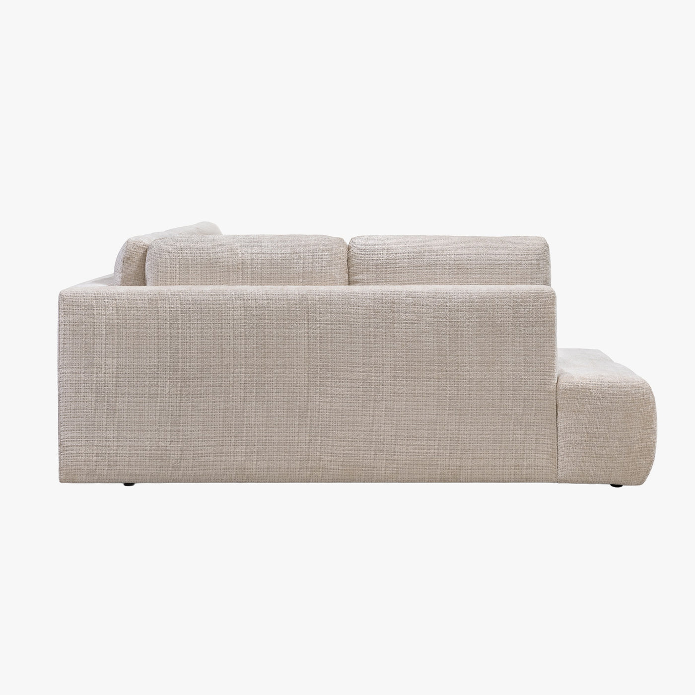 FANY Canapé d'angle convertible en tissu beige - Angle gauche