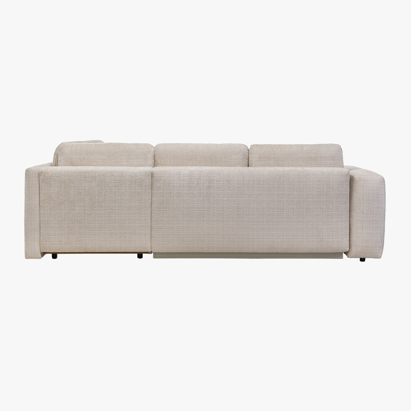 FANY Canapé d'angle convertible en tissu beige - Angle droit