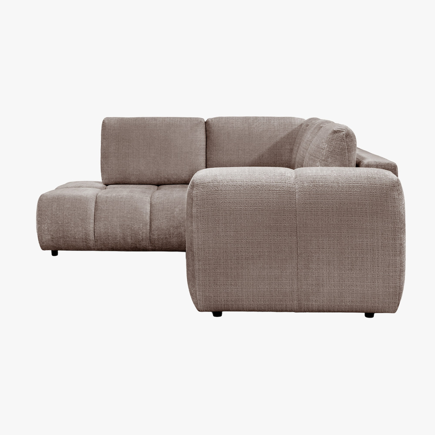 FANY Canapé d'angle convertible en tissu taupe - Angle gauche