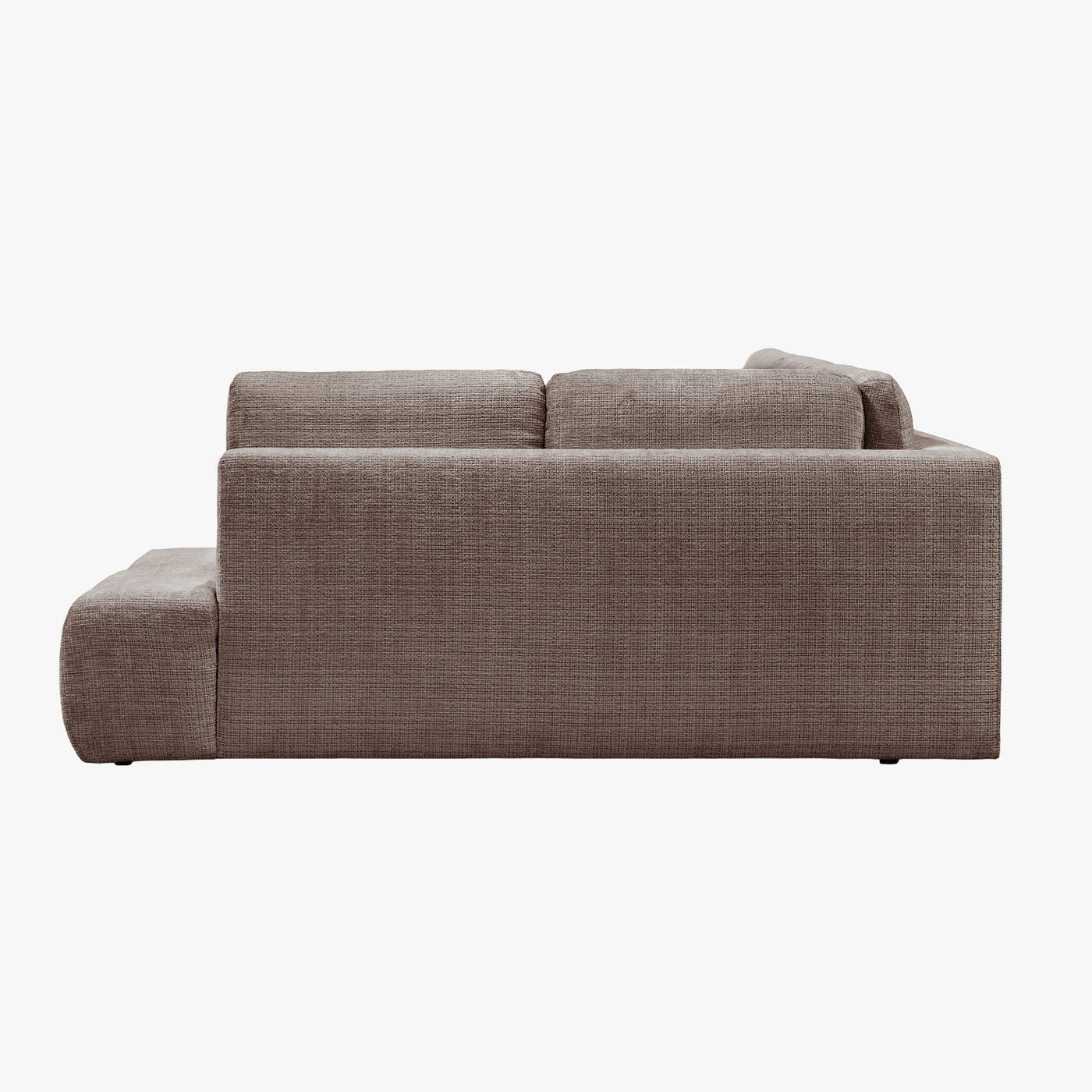 FANY Canapé d'angle convertible en tissu taupe - Angle droit