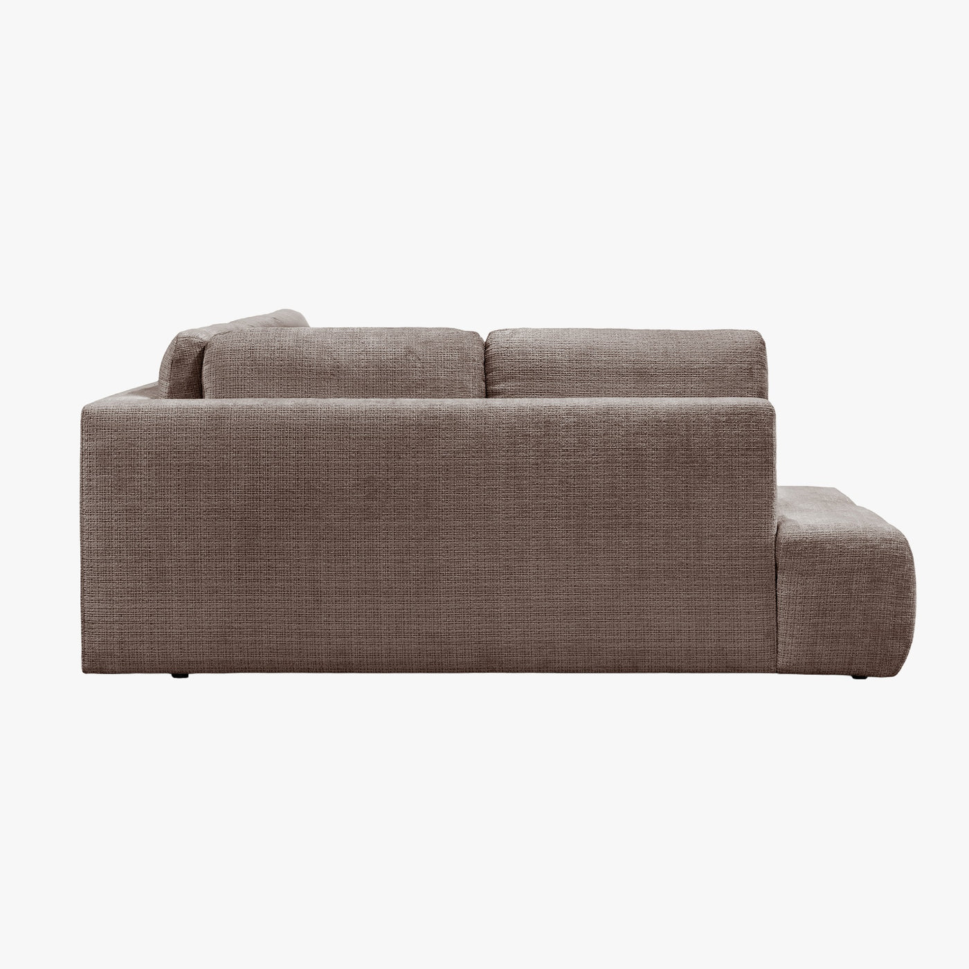 FANY Canapé d'angle convertible en tissu taupe - Angle gauche