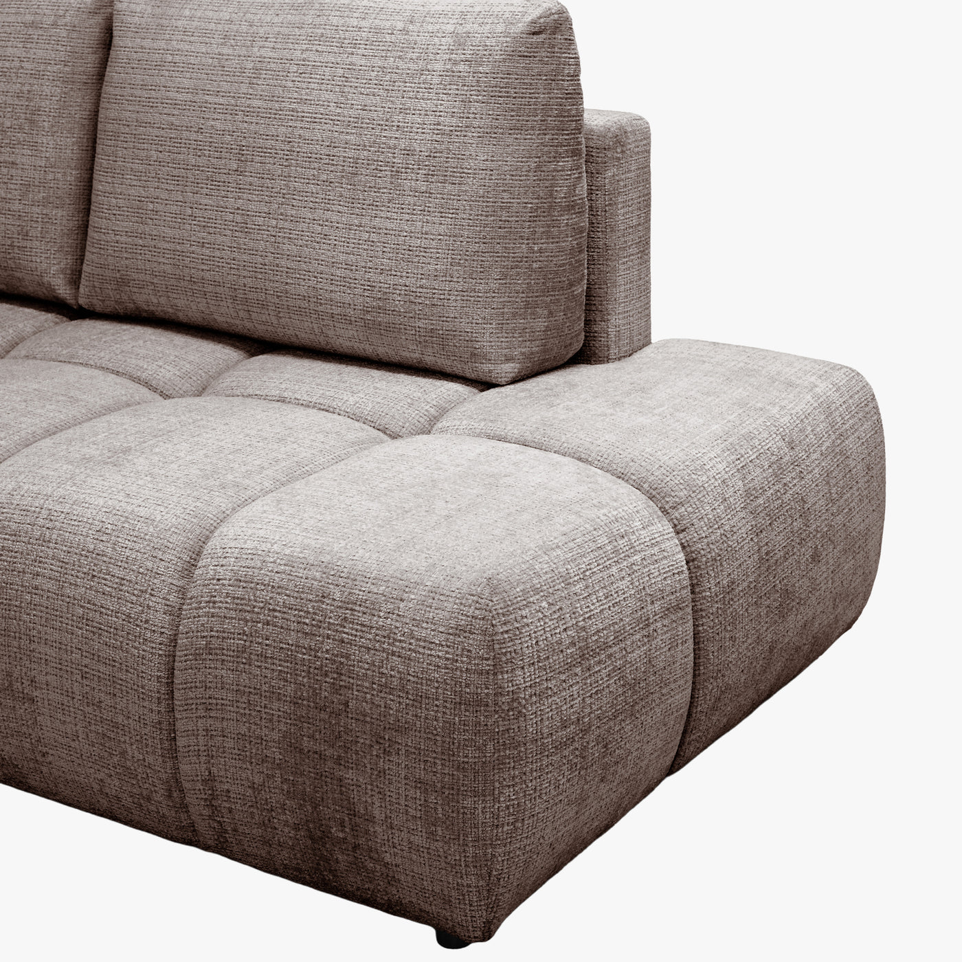 FANY Canapé d'angle convertible en tissu taupe - Angle droit