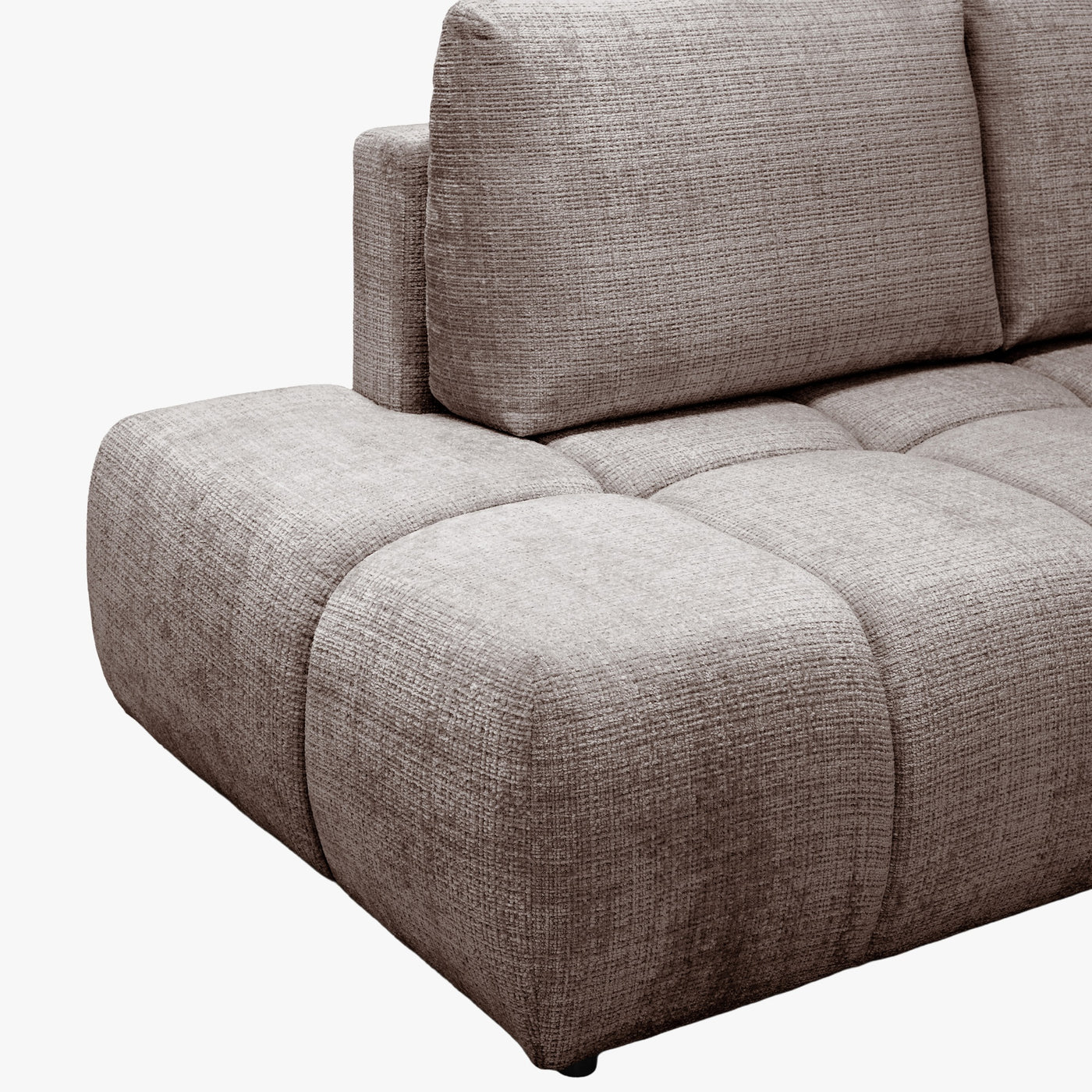 FANY Canapé d'angle convertible en tissu taupe - Angle gauche