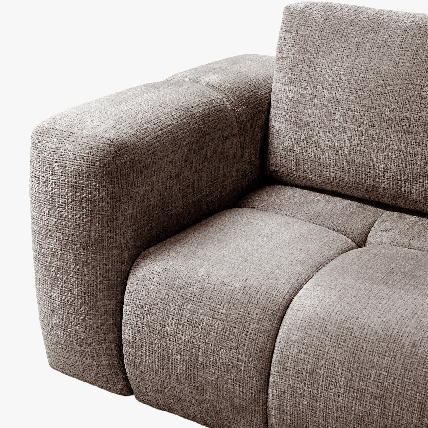 FANY Canapé d'angle convertible en tissu taupe - Angle droit