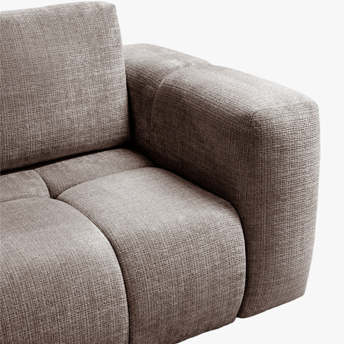 FANY Canapé d'angle convertible en tissu taupe - Angle gauche