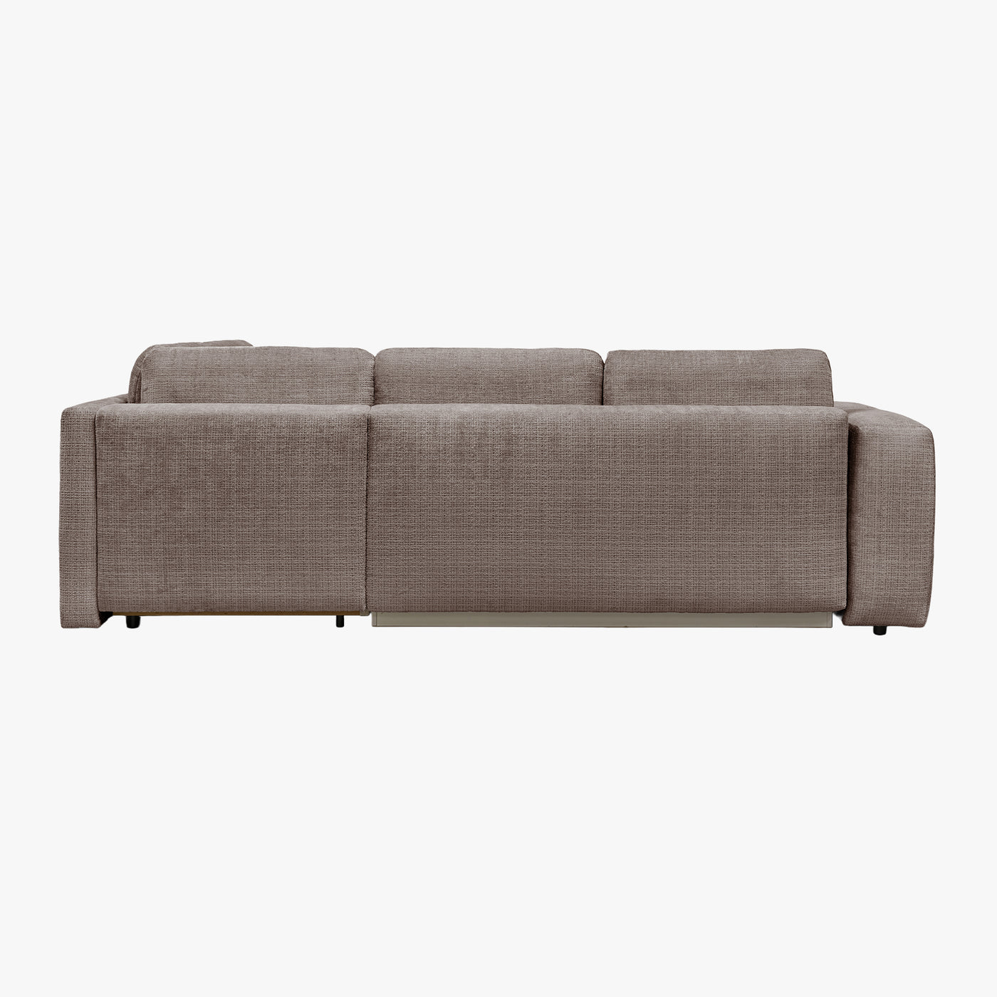 FANY Canapé d'angle convertible en tissu taupe - Angle droit