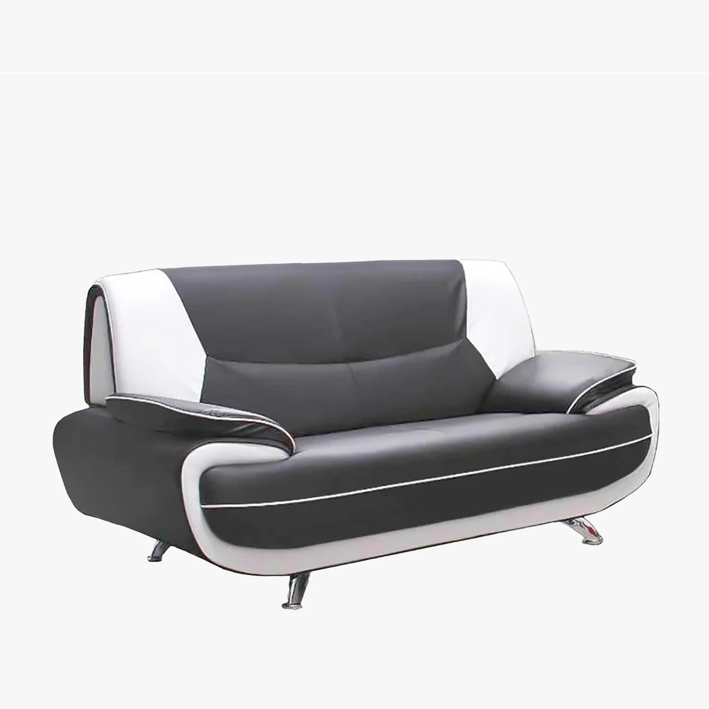 MUZA Canapé design 2 places en simili cuir gris et blanc