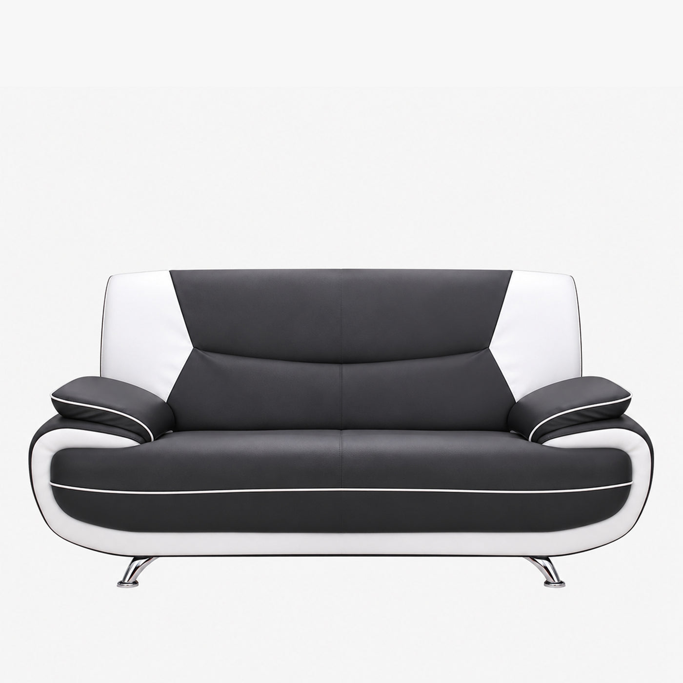 MUZA Canapé design 2 places en simili cuir gris et blanc