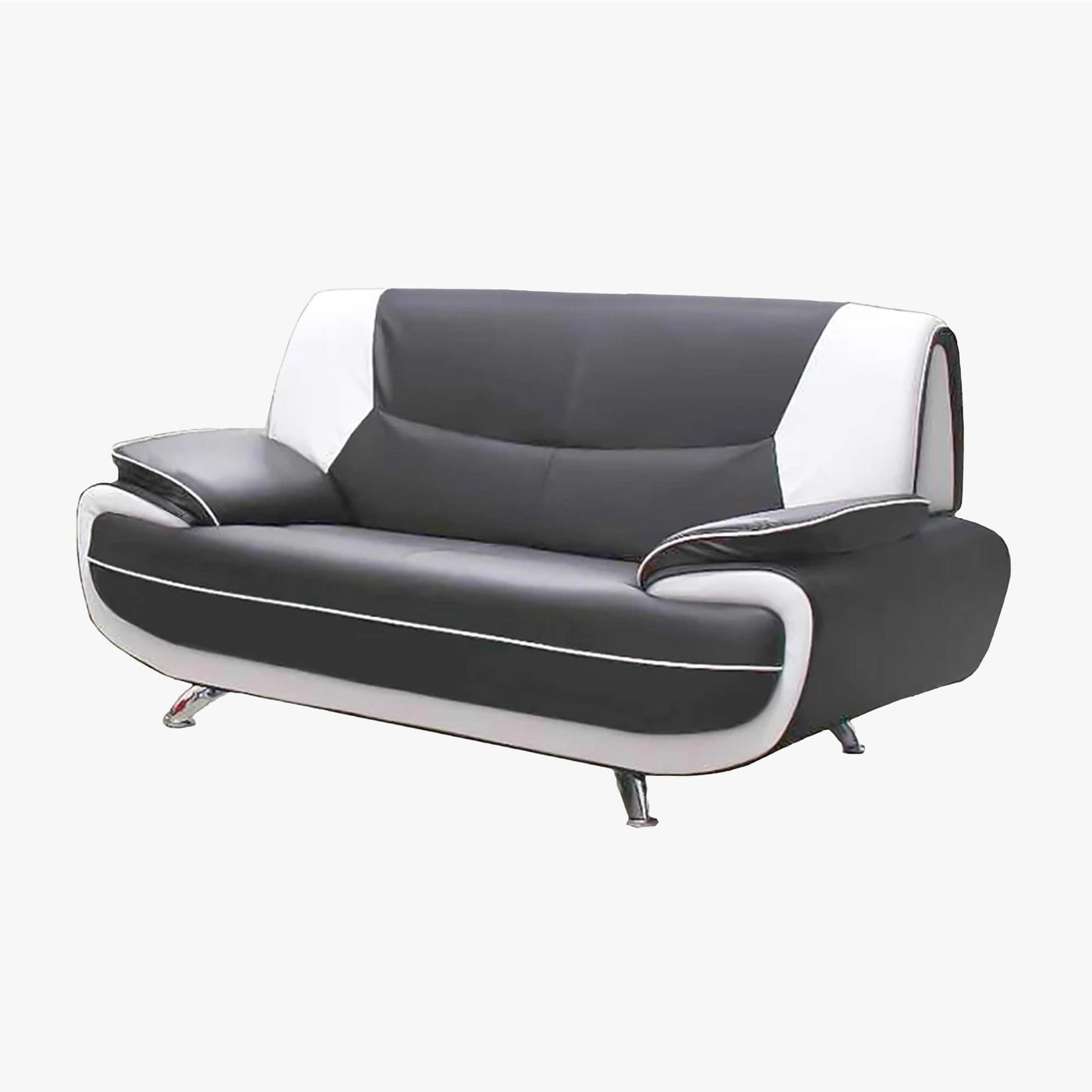 MUZA Canapé design 2 places en simili cuir gris et blanc