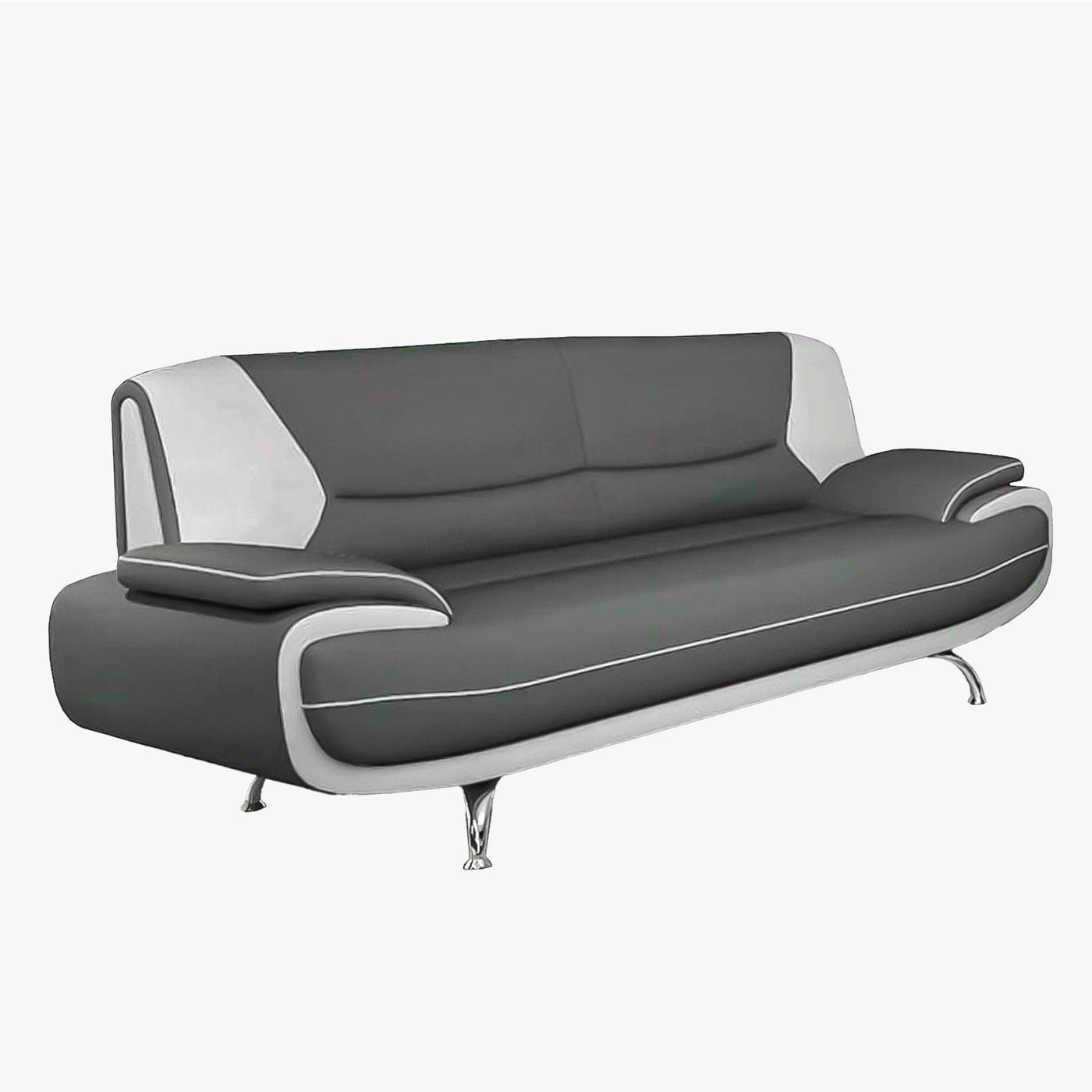 MUZA Ensemble canapé design en simili cuir gris et blanc