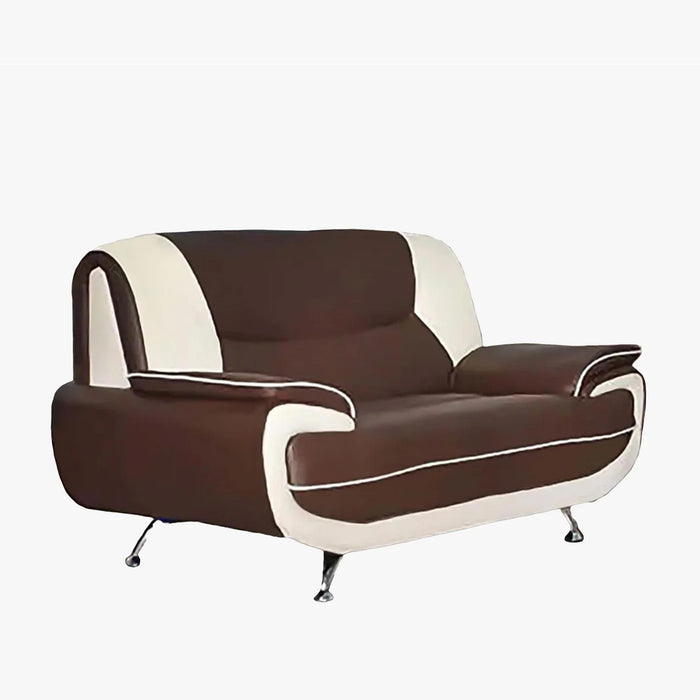 MUZA Canapé design 2 places en simili cuir marron et blanc
