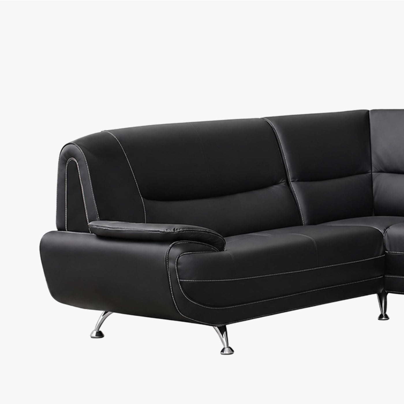 MUZA Canapé d'angle design en simili cuir noir