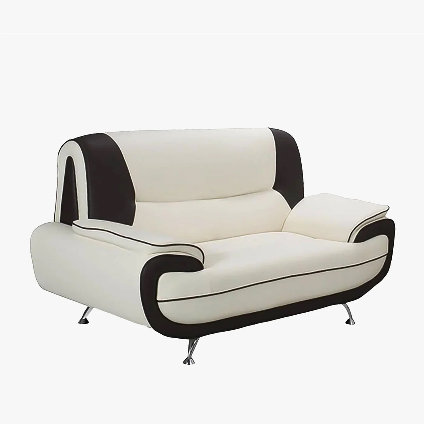 MUZA Canapé design 2 places en simili cuir blanc et noir