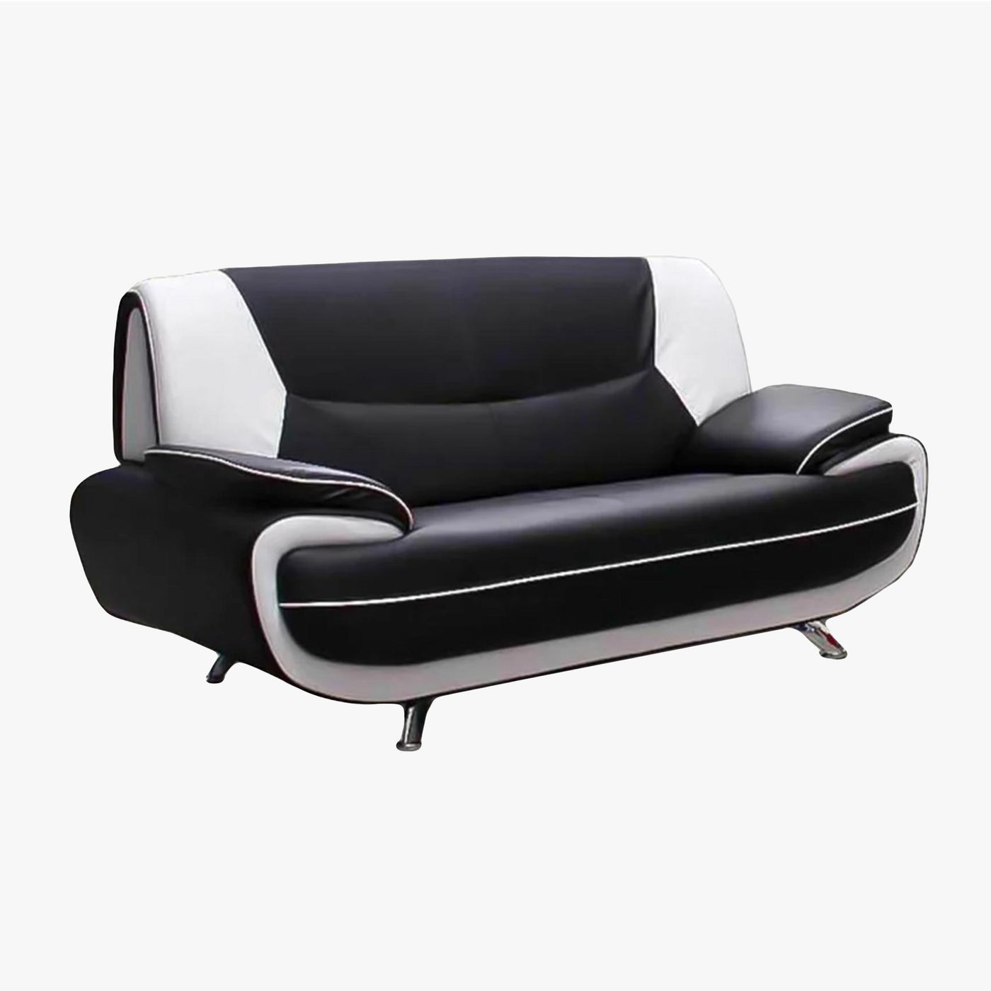 MUZA Ensemble canapé design en simili cuir noir et blanc