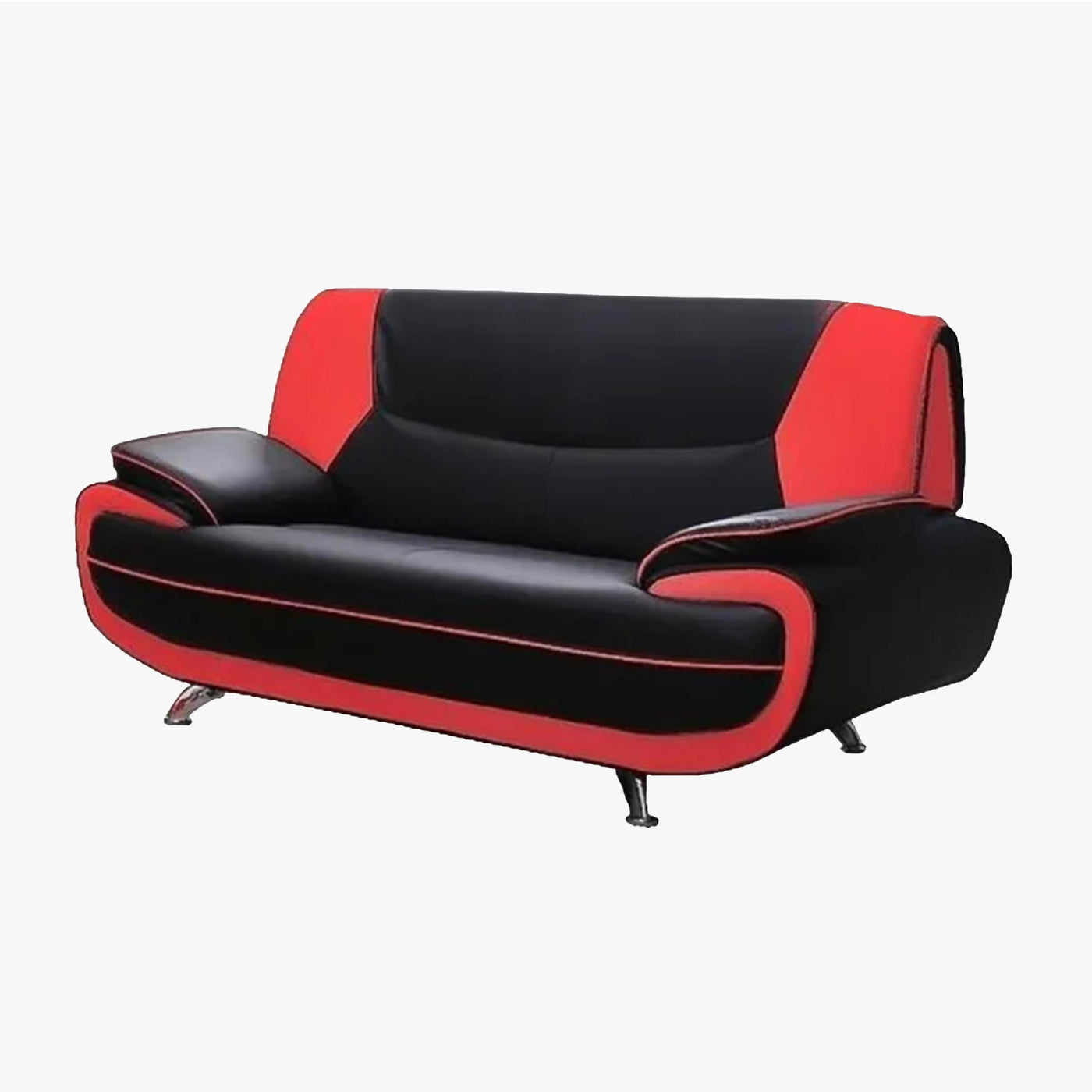 MUZA Ensemble canapé design en simili cuir noir et rouge