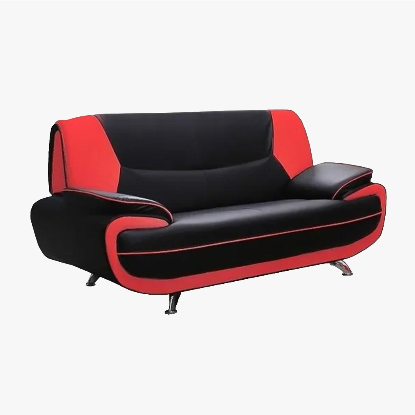 MUZA Ensemble canapé design en simili cuir noir et rouge