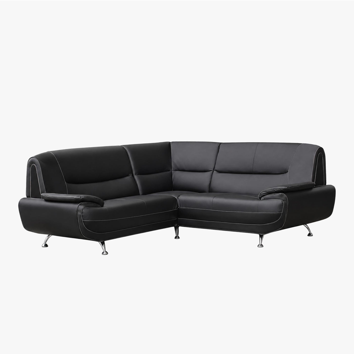 MUZA Canapé d'angle design en simili cuir noir