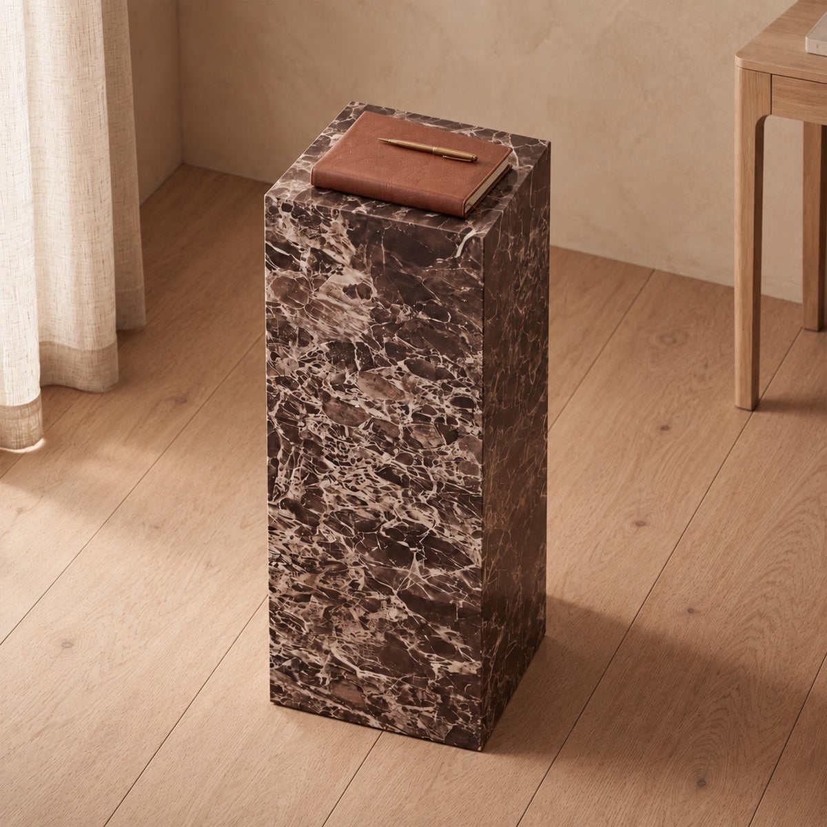 TRESA XL Table d'appoint marbre d'ingénierie marron