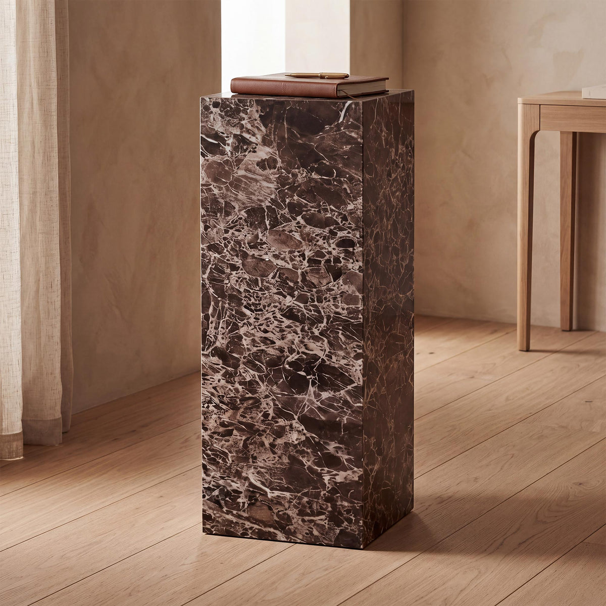TRESA XL Table d'appoint marbre d'ingénierie marron