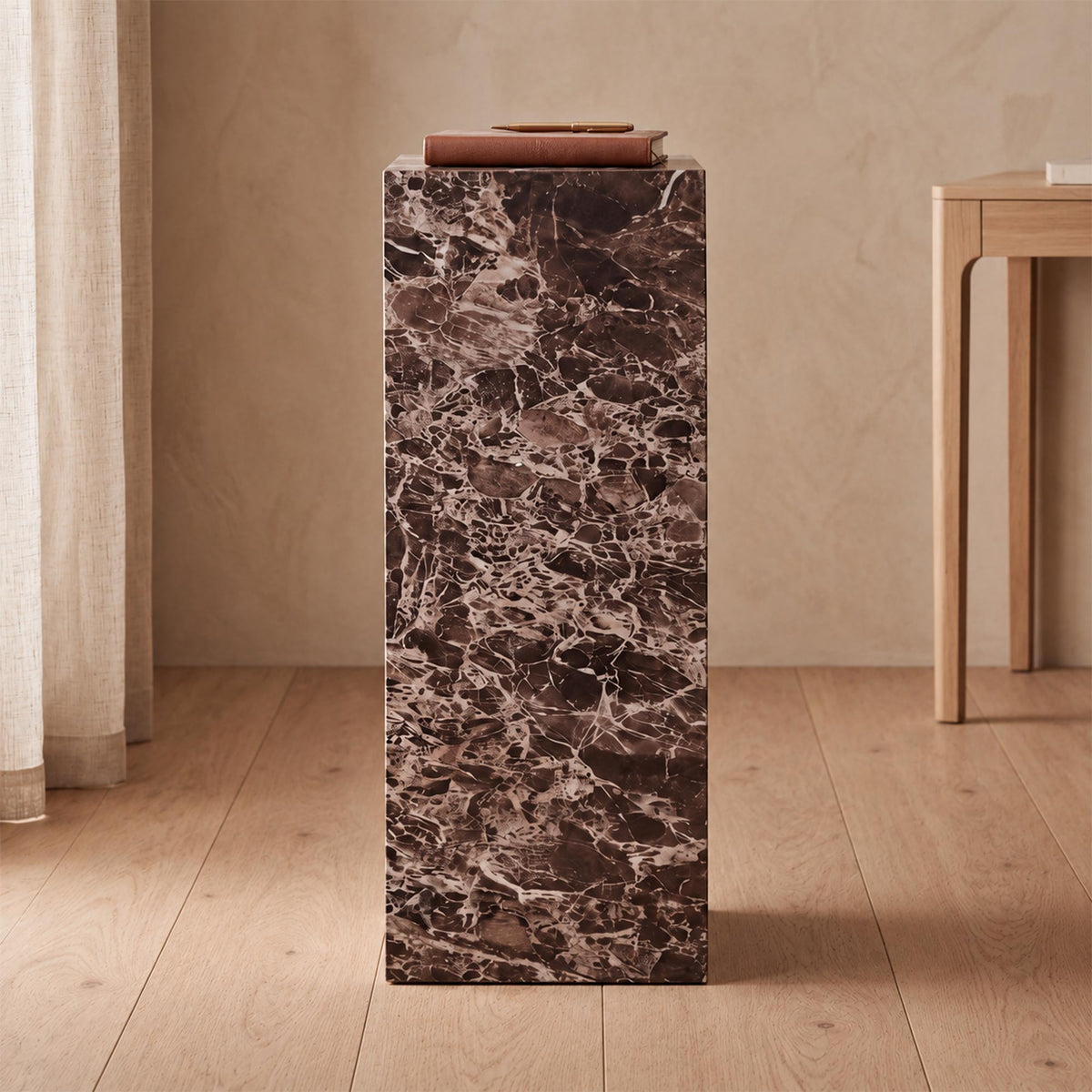 TRESA XL Table d'appoint marbre d'ingénierie marron