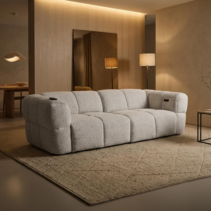 NALA Canapé 3 places relax électrique avec assises coulissantes en tissu beige