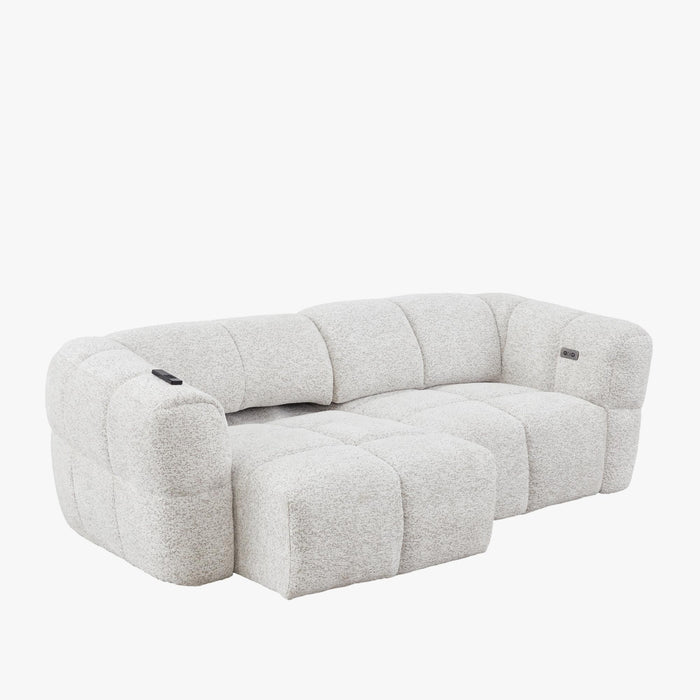 NALA Canapé 3 places relax électrique avec assises coulissantes en tissu beige