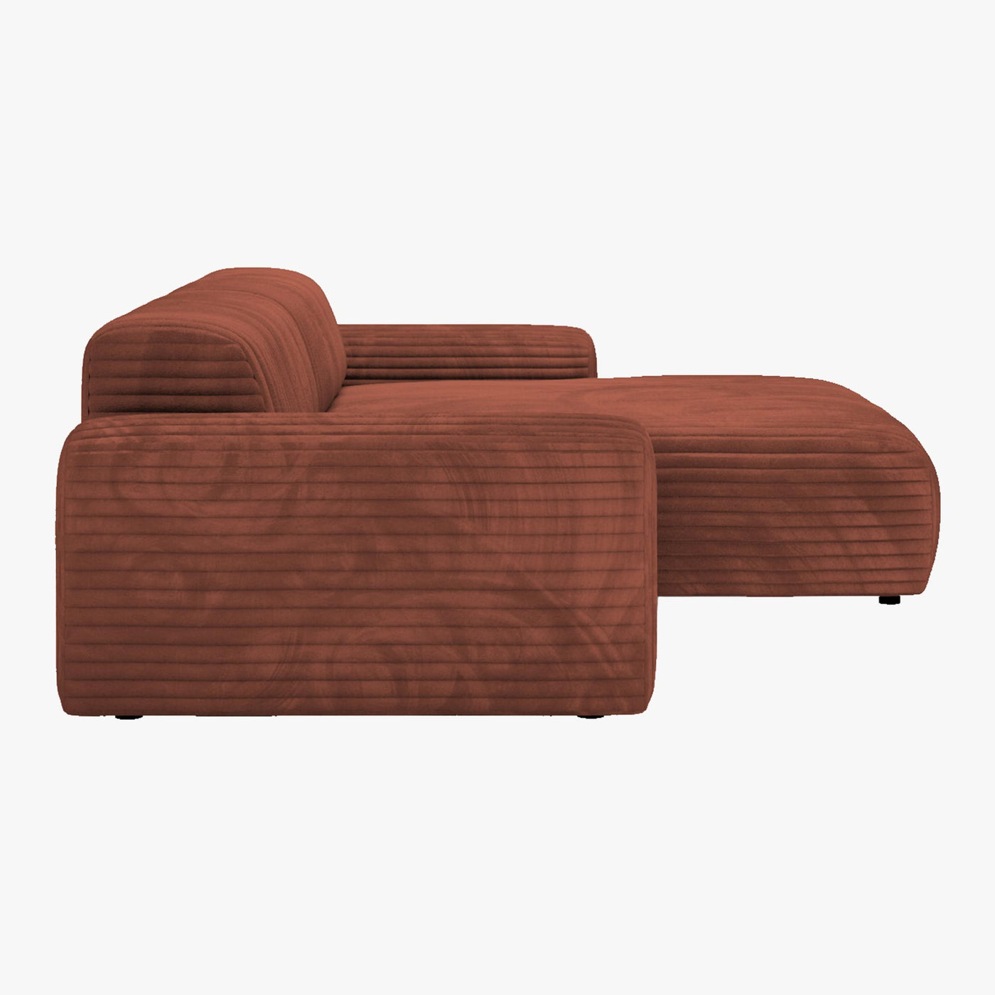 SOFIA Canapé d'angle en velours gros côtelé terracotta - Angle droit