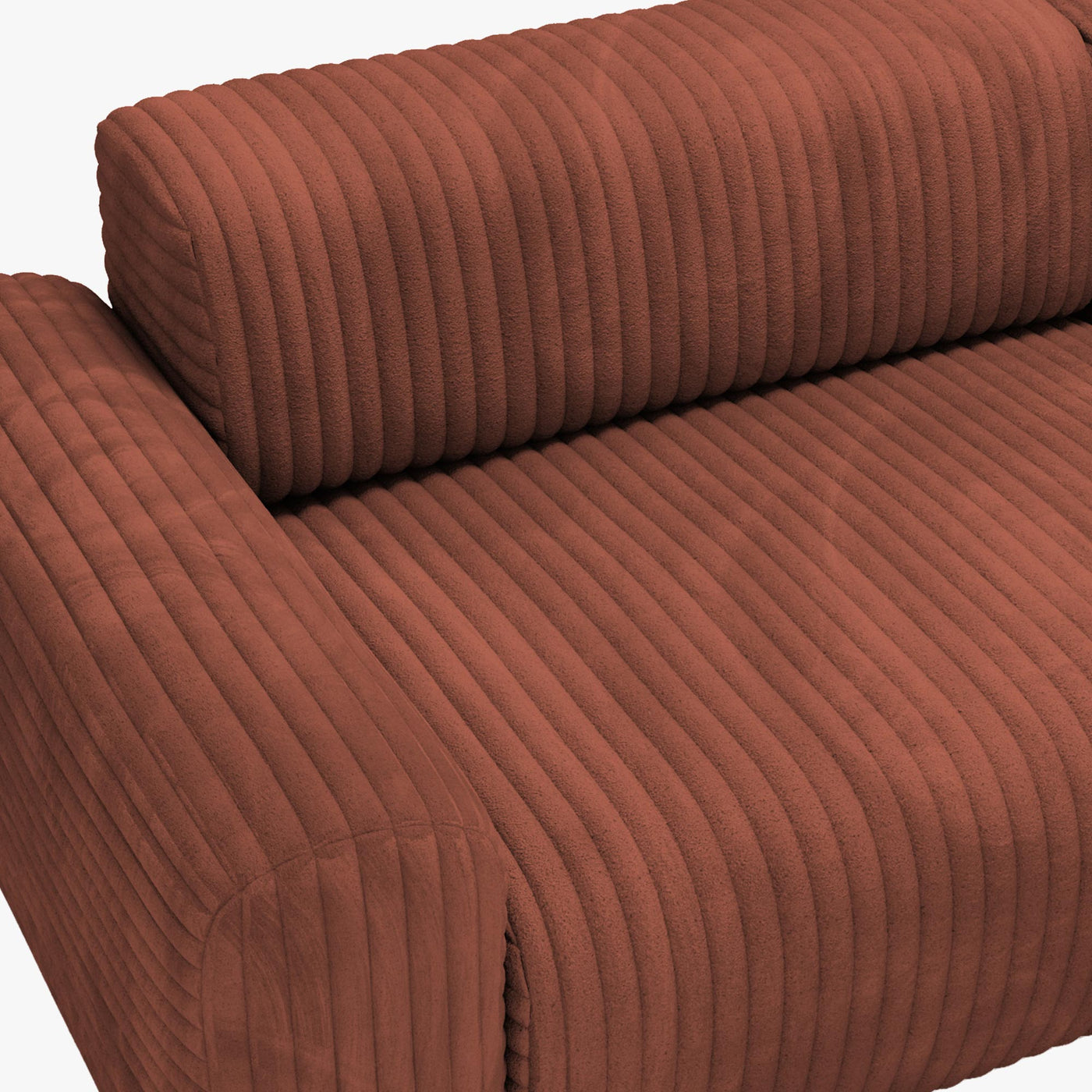 SOFIA Canapé d'angle en velours gros côtelé terracotta - Angle droit