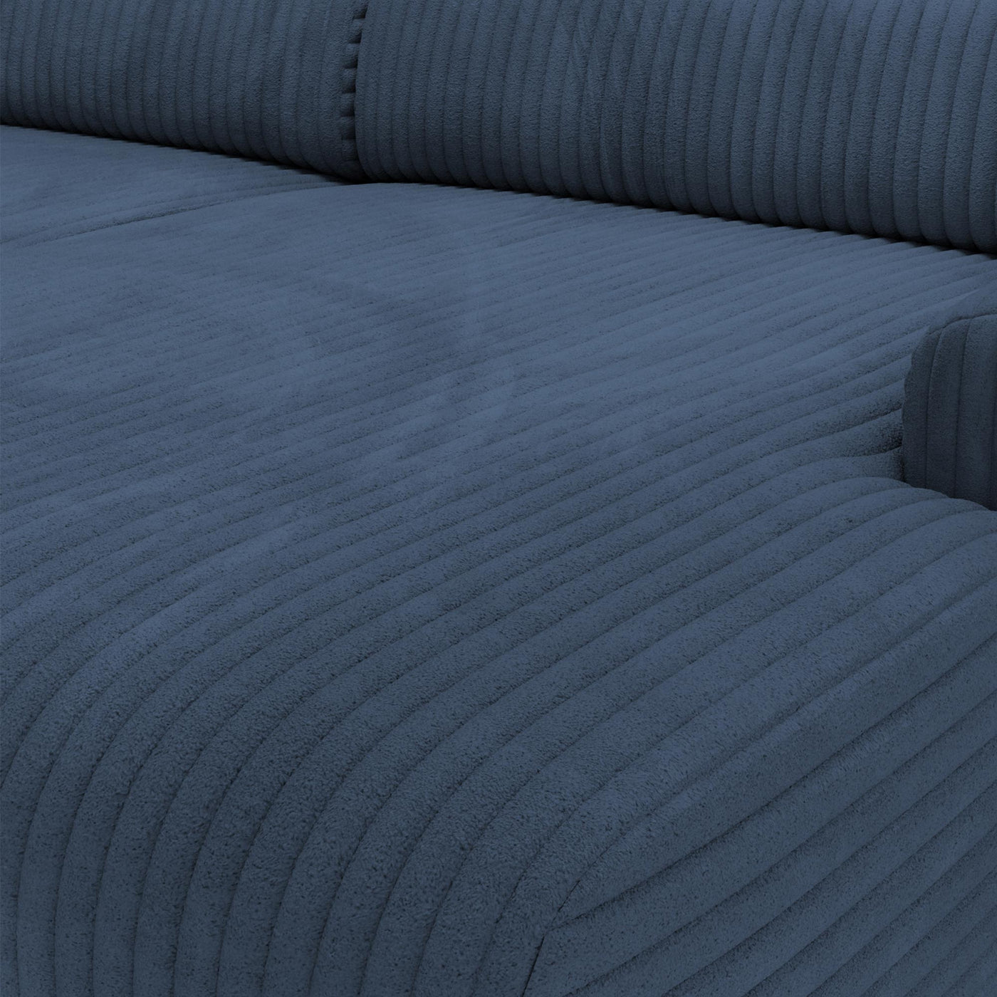 SOFIA Canapé d'angle en velours gros côtelé bleu - Angle droit