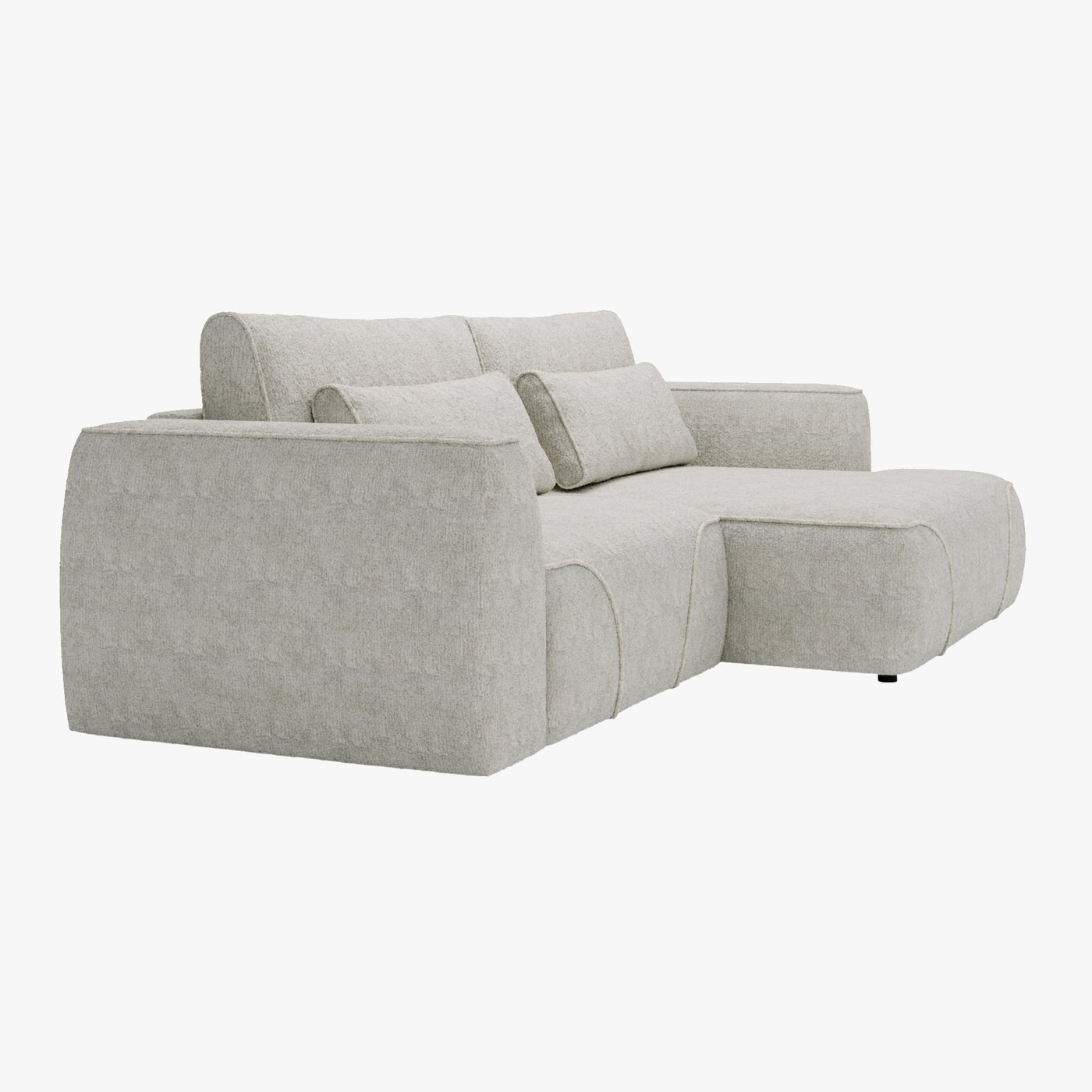 GRACE Canapé d'angle convertible avec coffre en tissu beige - Angle droit