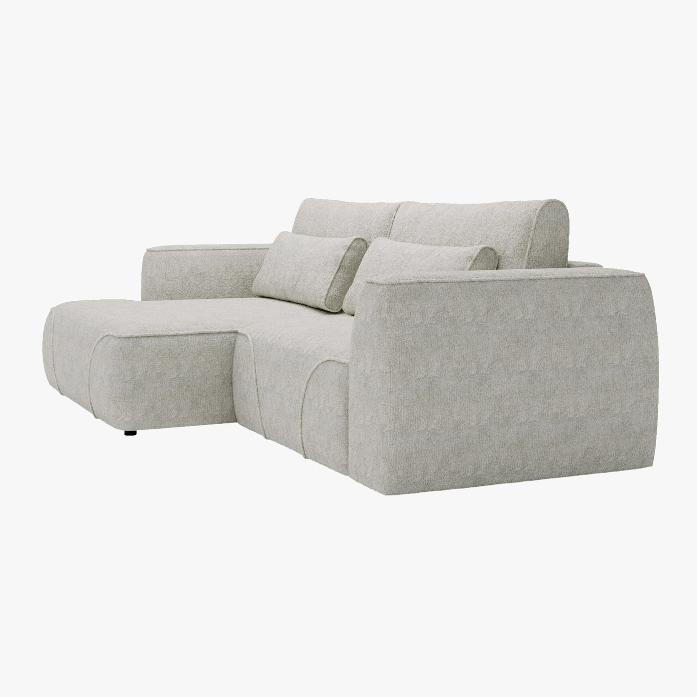 GRACE Canapé d'angle convertible avec coffre en tissu beige - Angle gauche