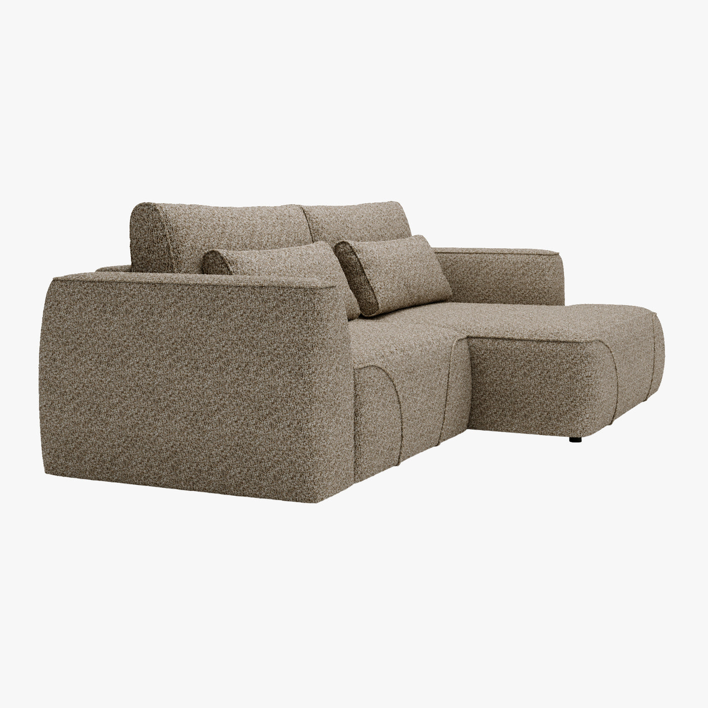 GRACE Canapé d'angle convertible avec coffre en tissu taupe - Angle droit