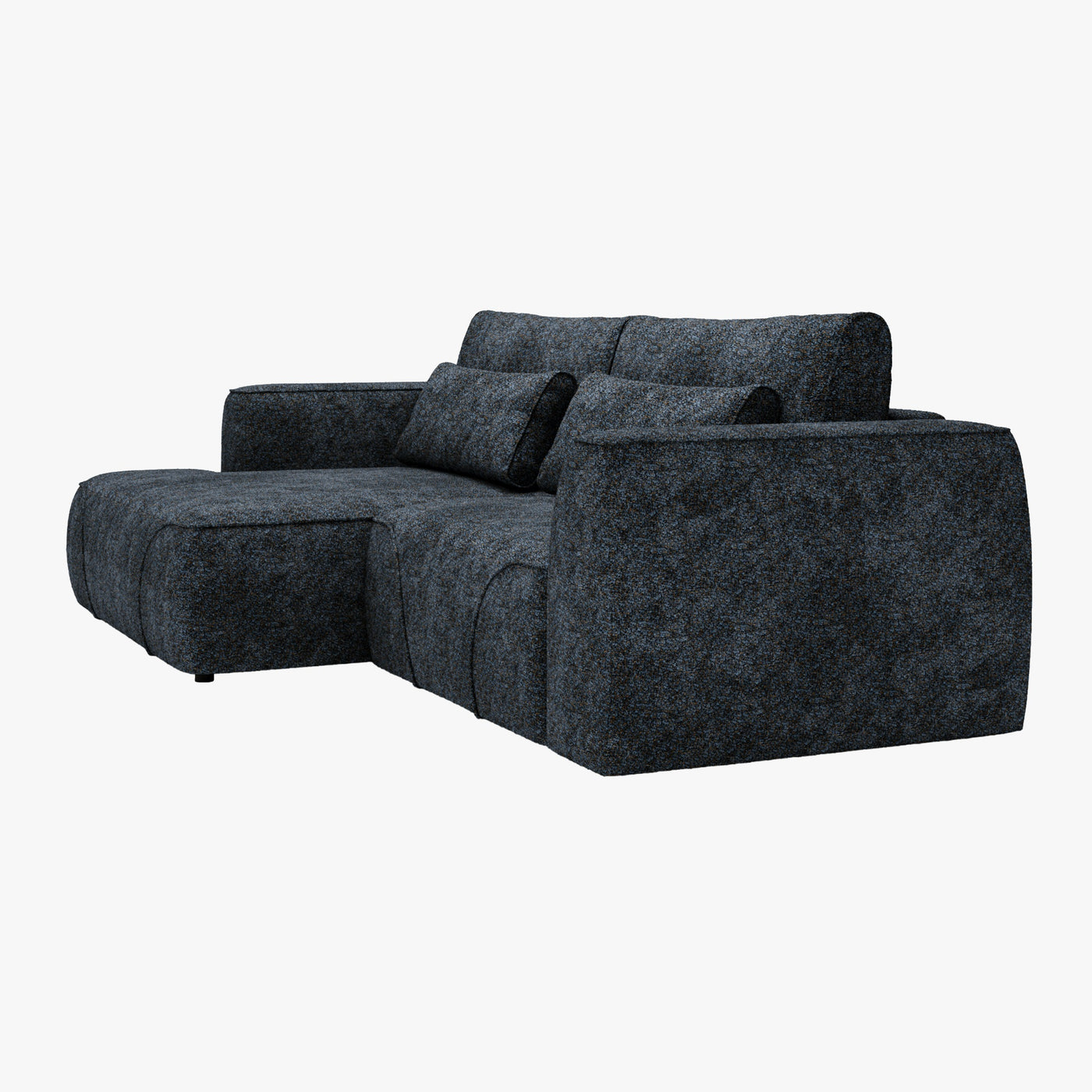 GRACE Canapé d'angle convertible avec coffre en tissu bleu - Angle gauche