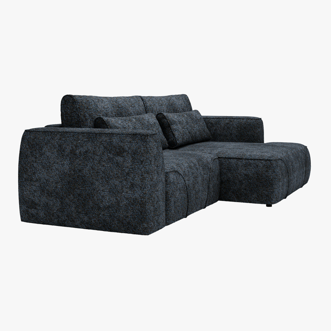 GRACE Canapé d'angle convertible avec coffre en tissu bleu - Angle droit
